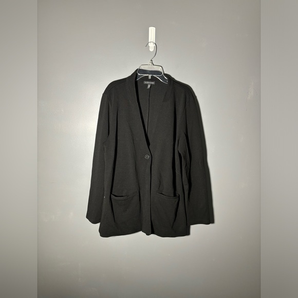 Eileen Fisher Tencel Lyocell Blend Knit Blazer in Black Size Large - Picture 2 of 5
